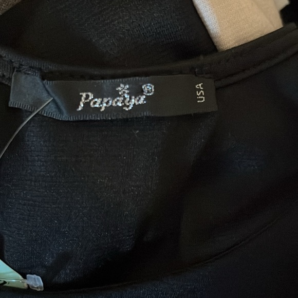 NWT Papaya Black White Tan Color-block Tank Style Bodycon Dress S - Picture 8 of 10